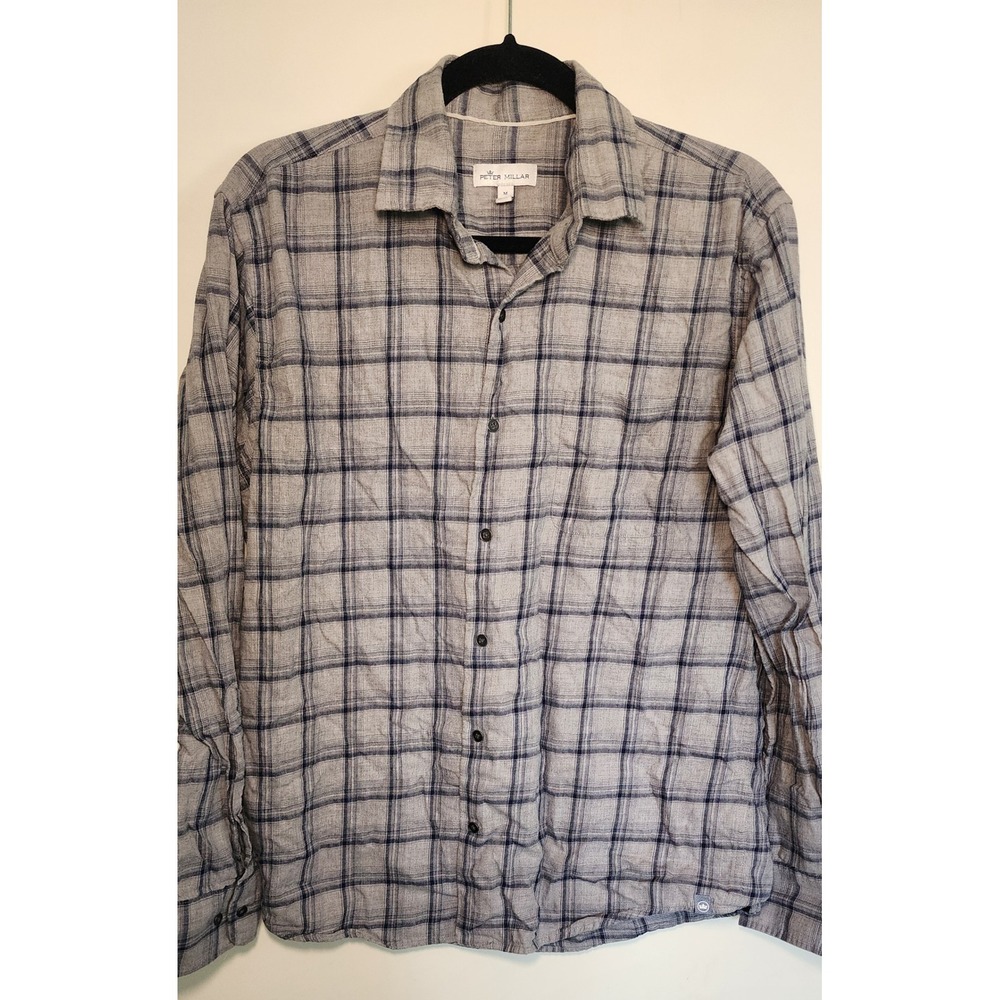 Peter Millar Mens Plaid Long Sleeve Button Up Shirt Size Medium